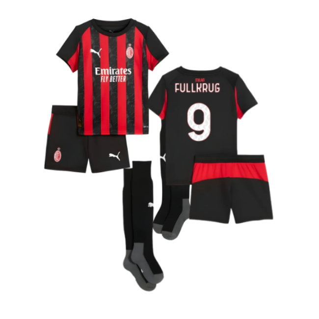 2025-2026 AC Milan Home Mini Kit (Fullkrug 9)-SoccerKits Hub | Buy Soccer Jerseys Online